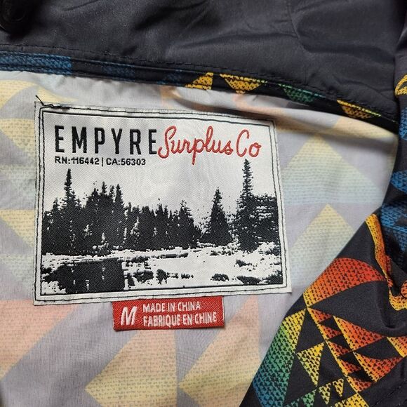 Empyre Surplus Co - Hooded jacket with pocket - Medium Aztec Print Windbreaker - Picture 6 of 13